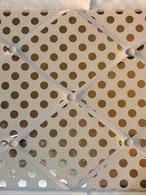 Decorative Fabric Memory Board with Gold Polka Dots - White & Gold